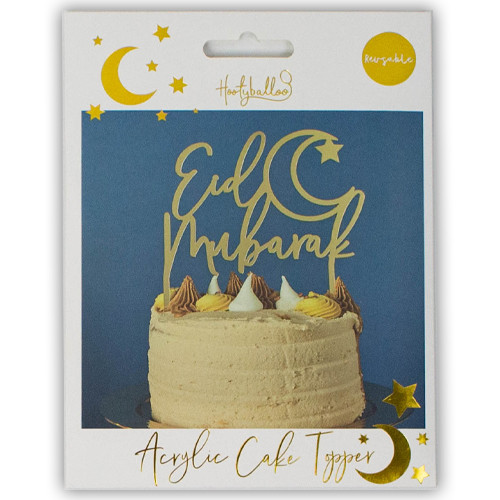 Eid Mubarak Gold Mirror Acrylic Cake Topper