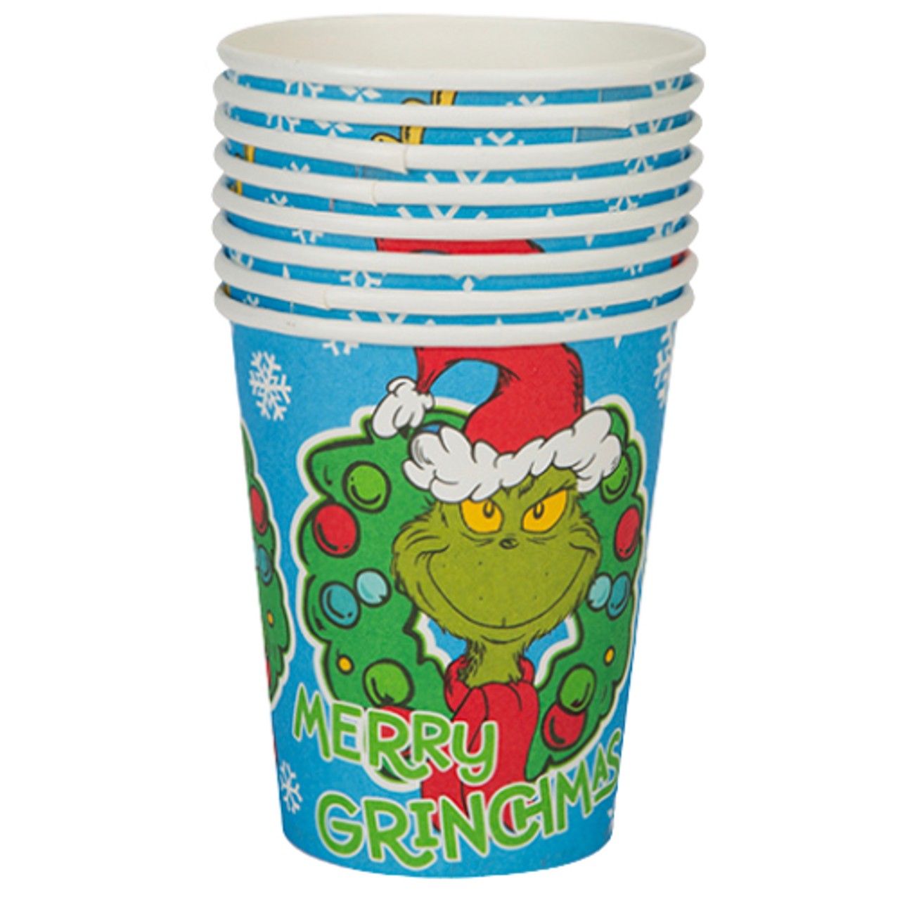 Merry Grinchmas Blue Paper Cups (8 pack)