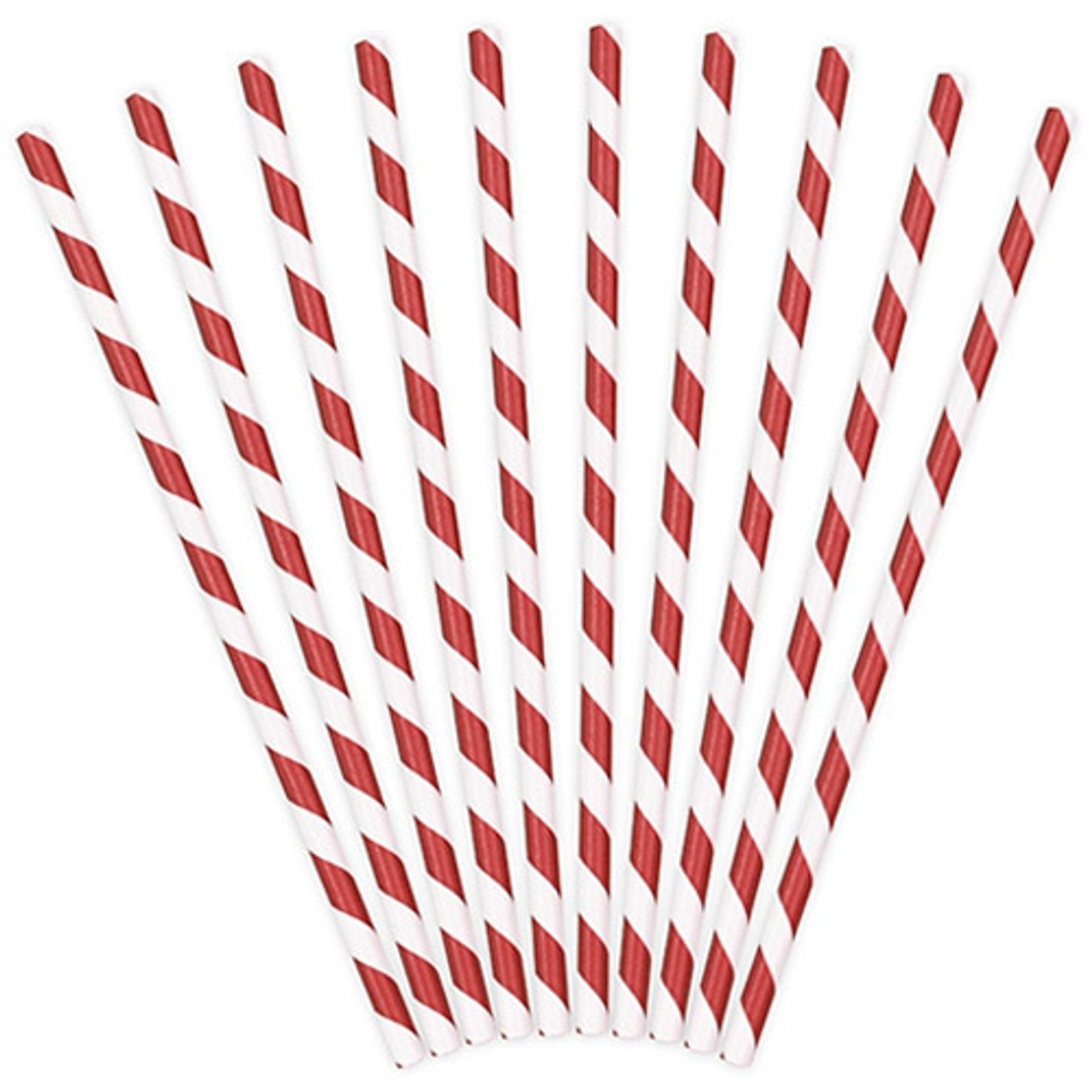 Red and white striped paper straws (10 pack)