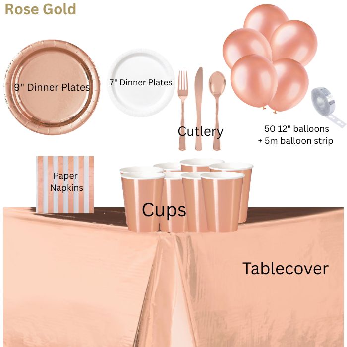 Rose Gold Party Supplies Set