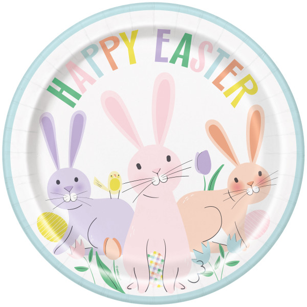 Pretty Easter "Happy Easter" Round 9" Dinner Plates (8 pack)
