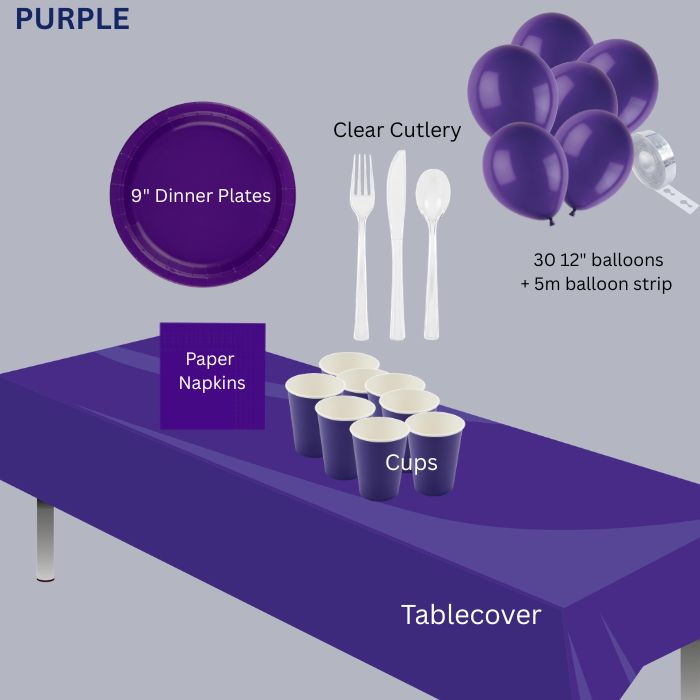 Purple Party Supplies Set