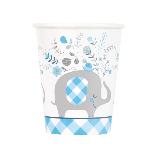 Blue Floral Elephant 9oz Paper Cups 8 pack