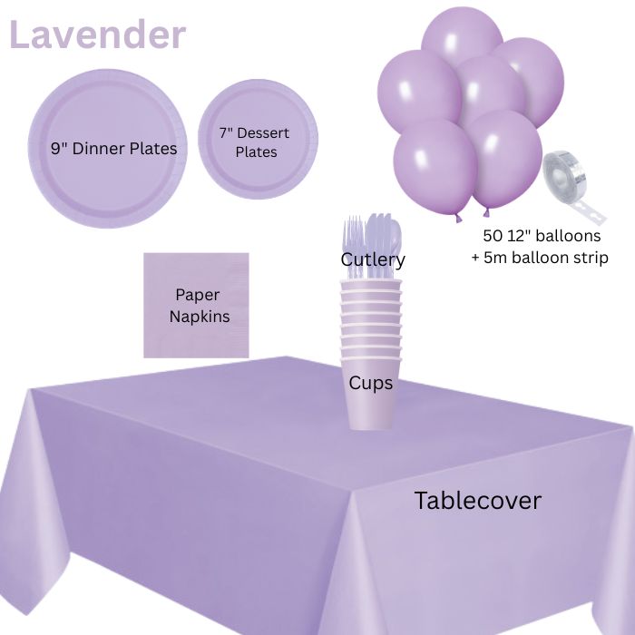 Lavender Party Supplies Set