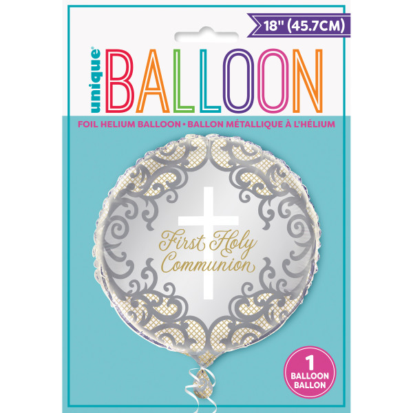 18"  Fancy Gold Cross First Holy Communion Foil Balloon 