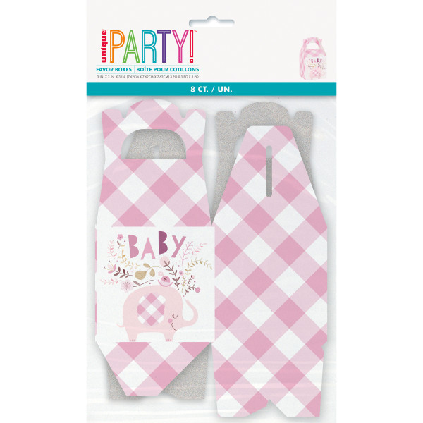 Pink Floral Elephant Favor Boxes (8 pack)