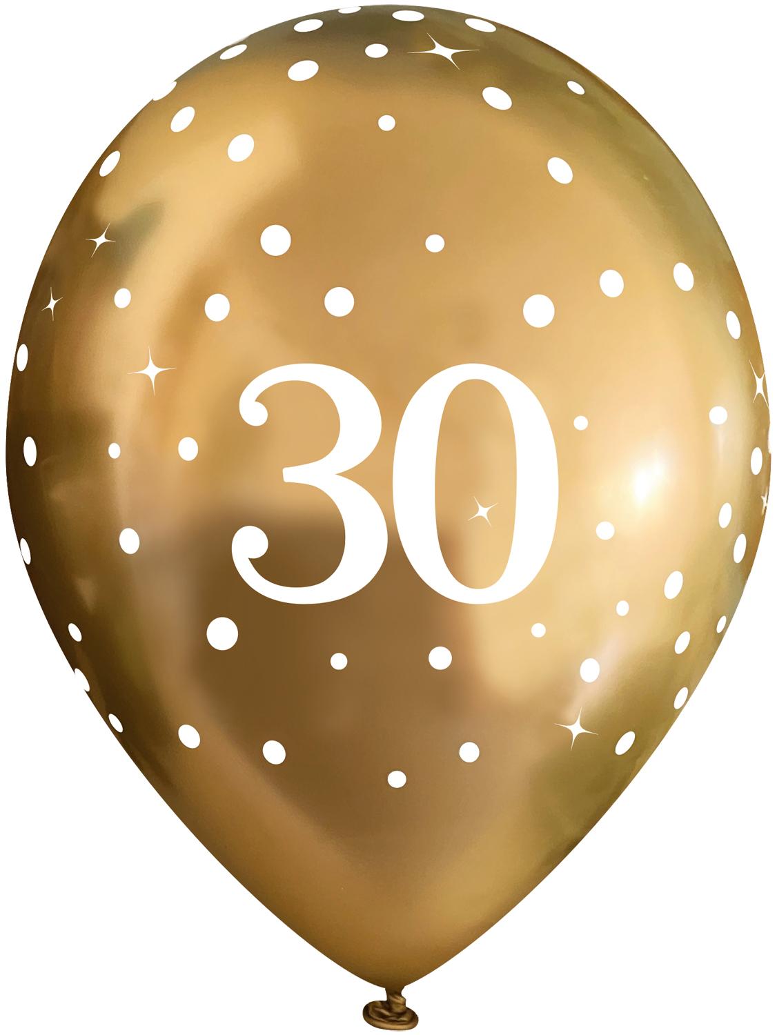 30th Birthday Sparkling Fizz Gold Latex Balloons