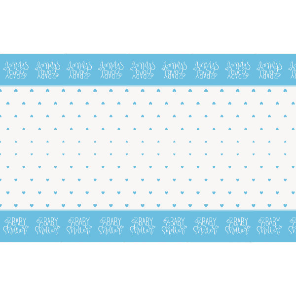 Blue Hearts Baby Shower Rectangular Plastic Table Cover 54" x 84"