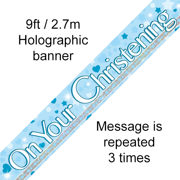 'On Your Christening' 9ft Holographic Banner