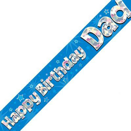 'Happy Birthday Dad' Blue Birthday Banner - 2.7m