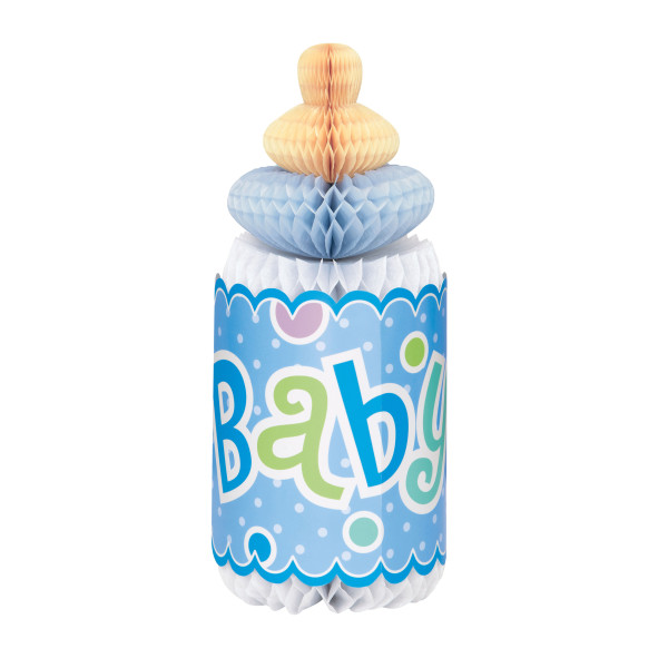 Blue Dots Baby Shower Bottle-Shaped Honeycomb Decoration 12 inch