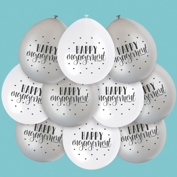 "Happy Engagement" 9 inch Latex Balloons (10 pack)
