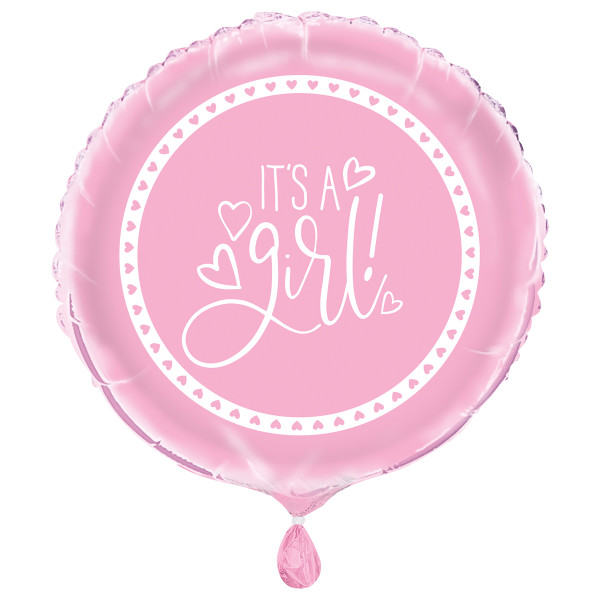 Pink Hearts Baby Shower Round Foil Balloon 18"