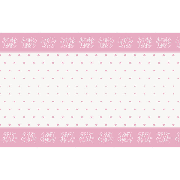 Pink Hearts Baby Shower Rectangular Plastic Table Cover 54in x 84in