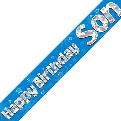 'Happy Birthday Son' Blue Birthday Banner - 2.7m