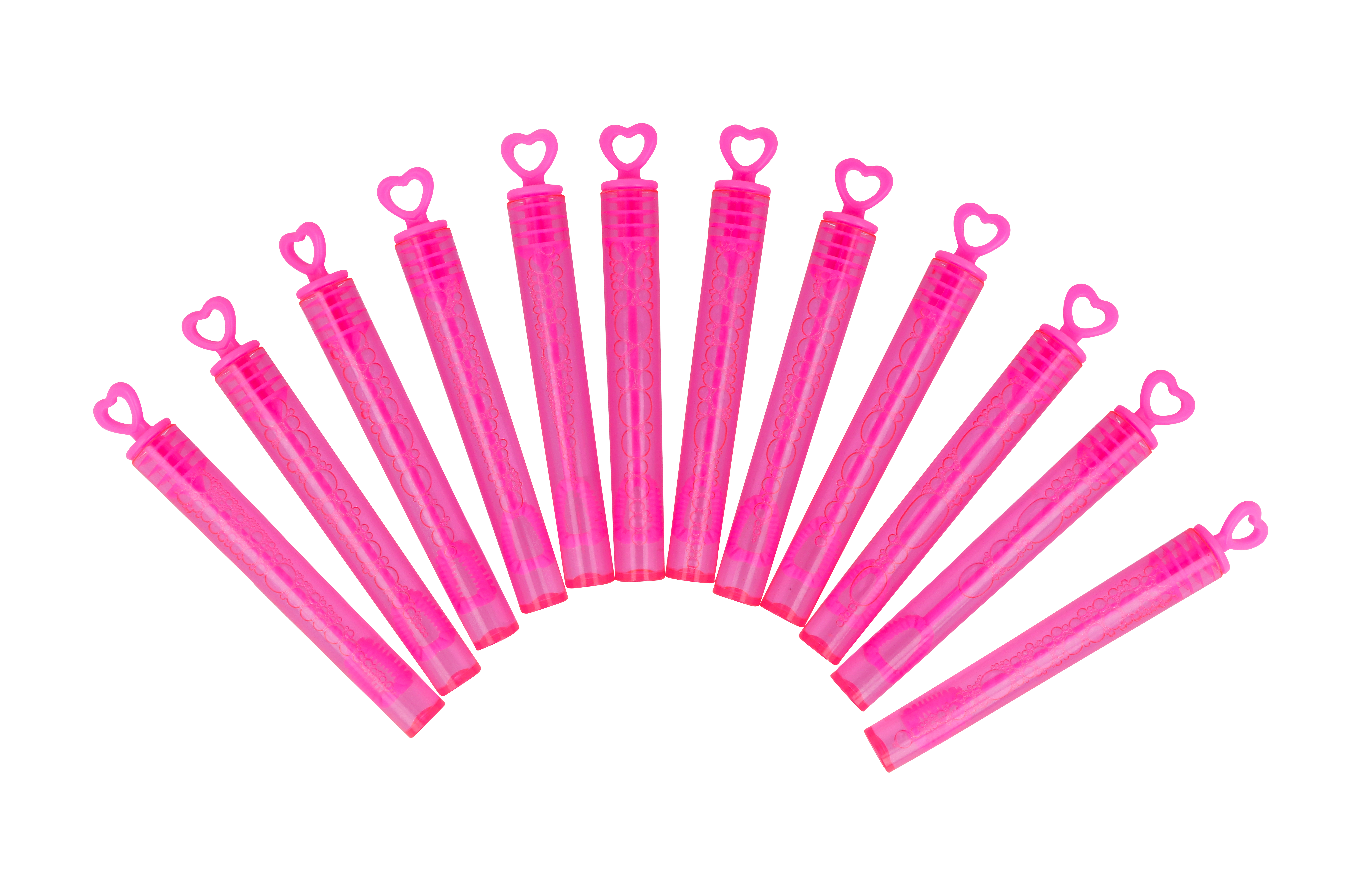 Pink Heart Bubble Tubes (4ml) Hen Party Accessories / Party Favours (12 pack)