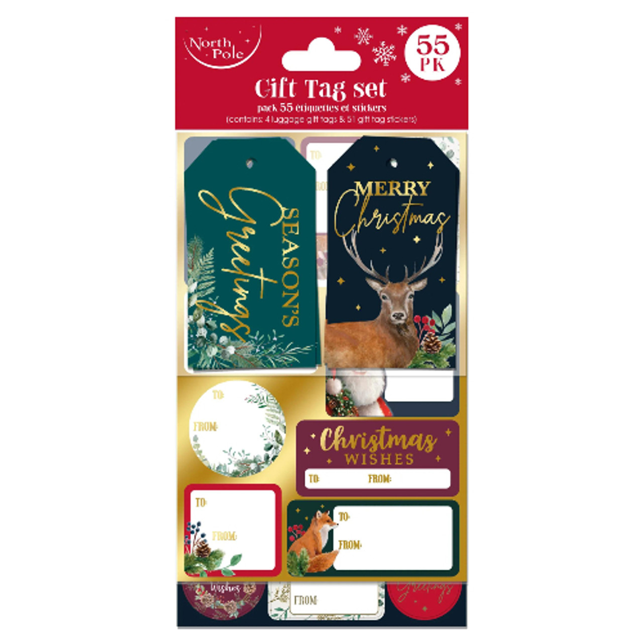 Traditional Christmas Gift Tags & Stickers Set