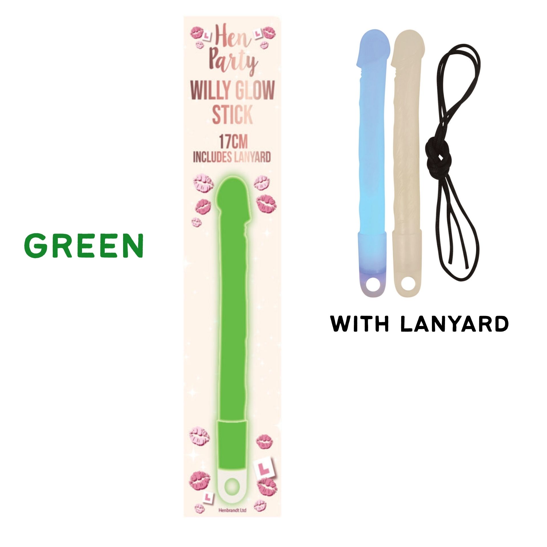 Hen Party Willy Glow Sticks with Lanyards (17.5cm) 