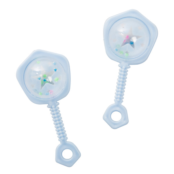 Blue Baby Rattle Favors 2.5" 6ct