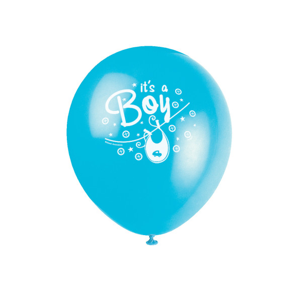 Blue Clothesline Baby Shower 12" Latex Balloons (8 pack)