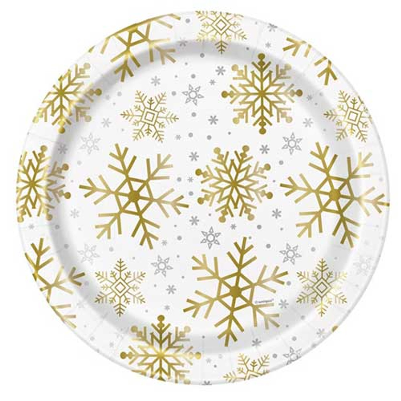 Silver & Gold Snowflake Paper Plates (8 pack)
