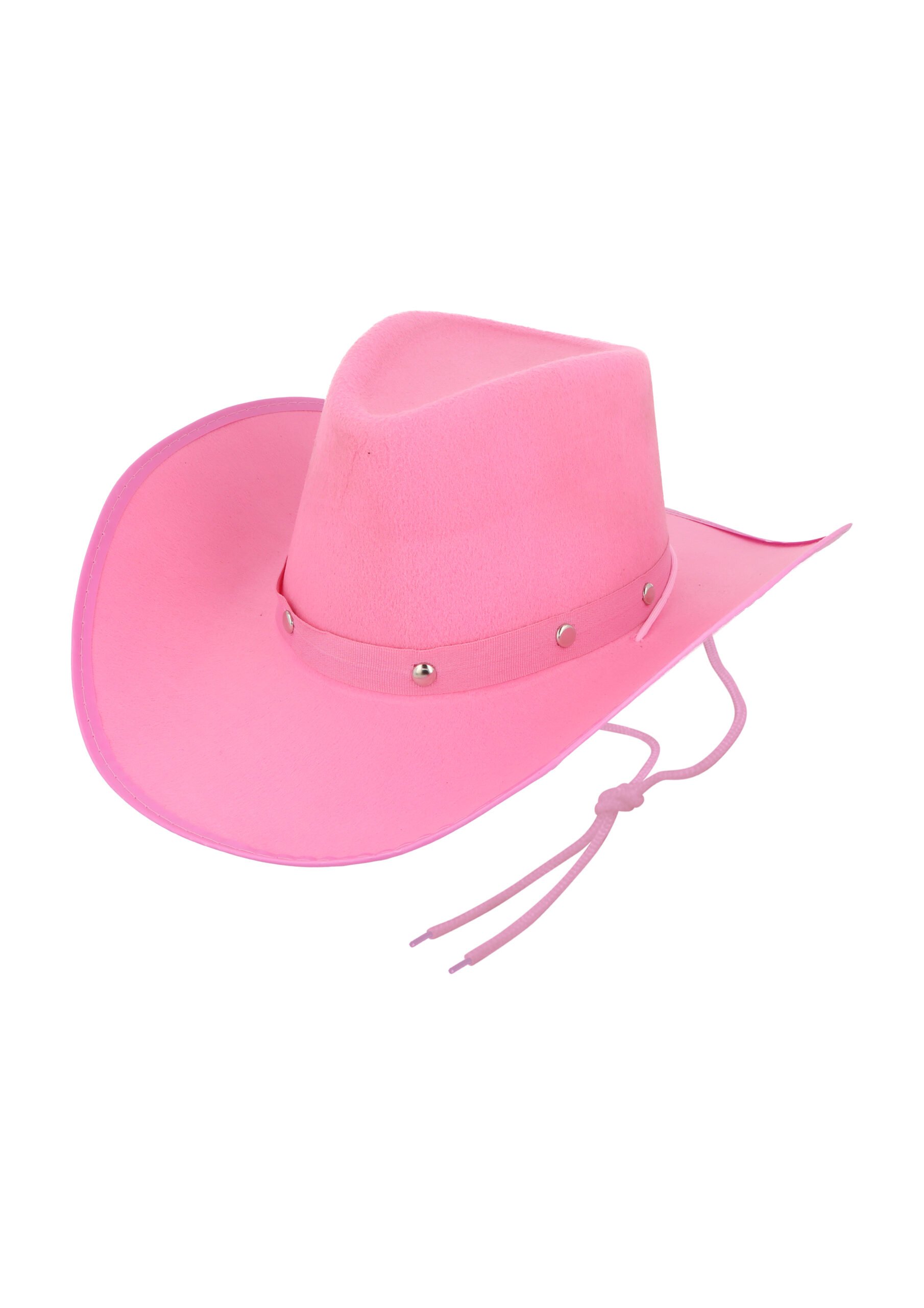 Pink Cowboy Hat with Silver Studs and Cord (Adult)