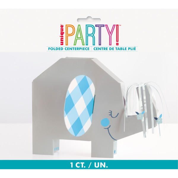 Blue Floral Elephant Folded Table Centerpiece 