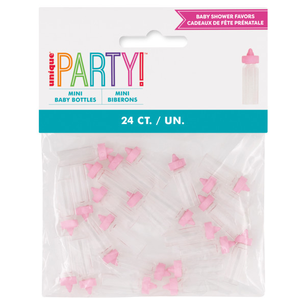 Pink Mini Baby Bottles Favors (24 pack)