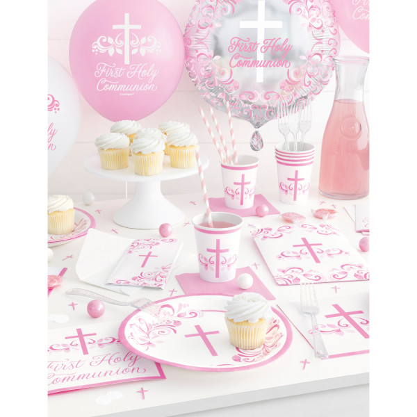 Pink Holy Cross First Holy Communion Luncheon Napkins 16ct