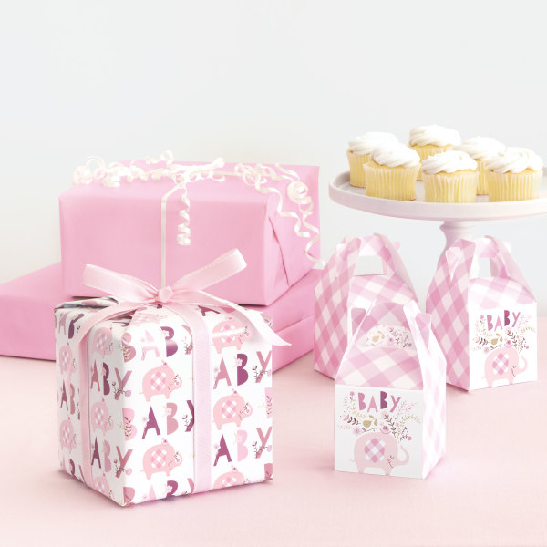 Pink Floral Elephant Favor Boxes (8 pack)