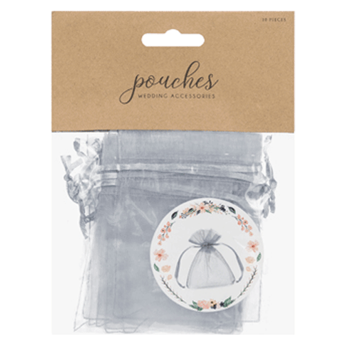 Silver Organza Gift Pouches (10 pack)