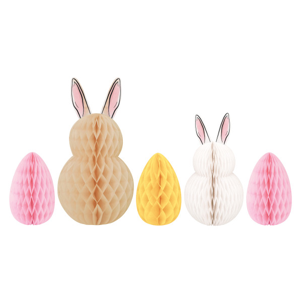 Bunny & Easter Egg Honeycomb Centerpiece Decorations 5pc