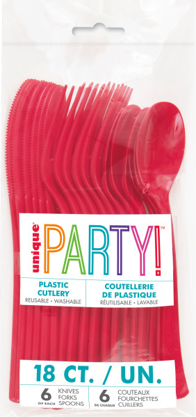 Red Plastic Cutlery Set (18 Pack)
