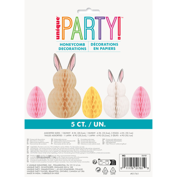 Bunny & Easter Egg Honeycomb Centerpiece Decorations 5pc