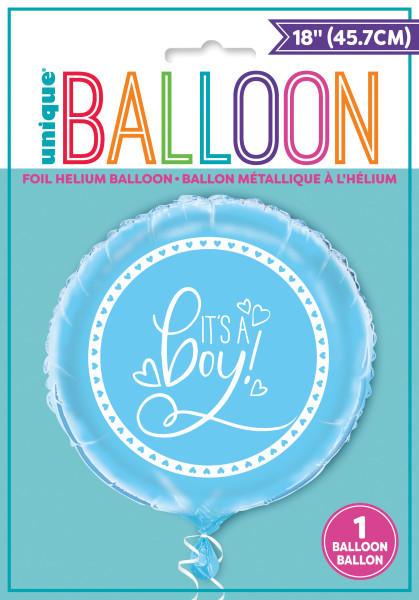 It's a Boy! Blue Hearts Baby Shower Round Foil Balloon 18"