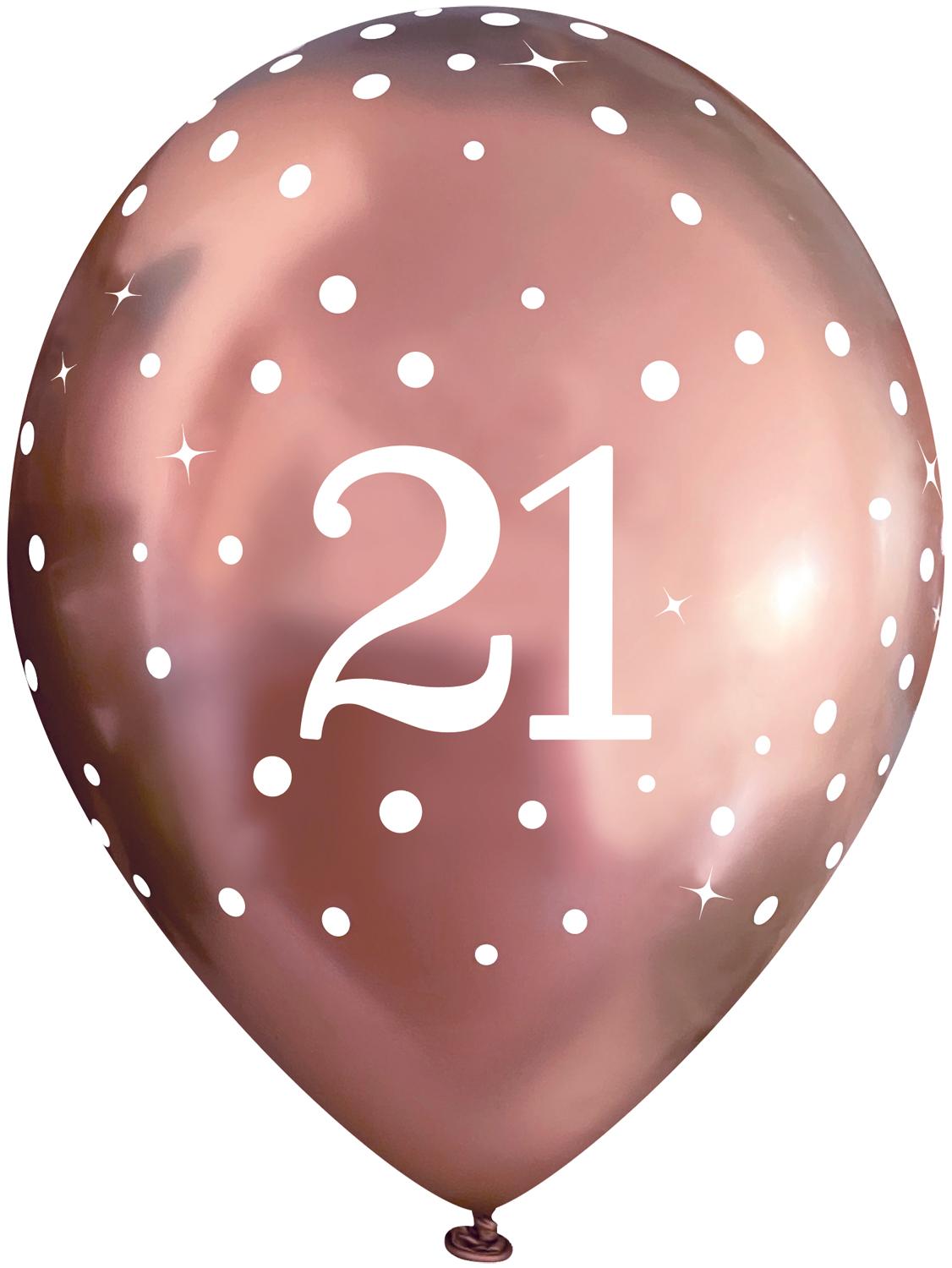 11inch Sparkling Fizz Rose Gold 21st Birthday Latex balloons - 6 pack