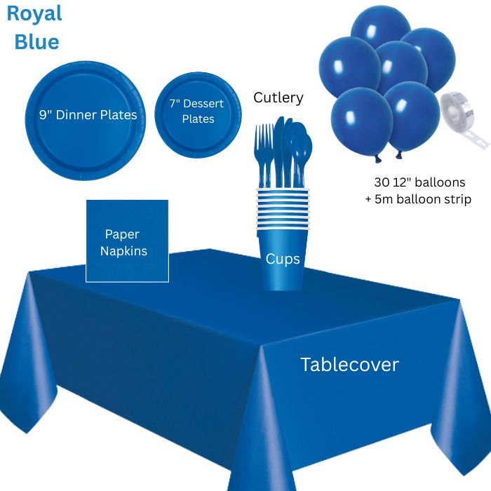 Royal Blue Party Supplies Set