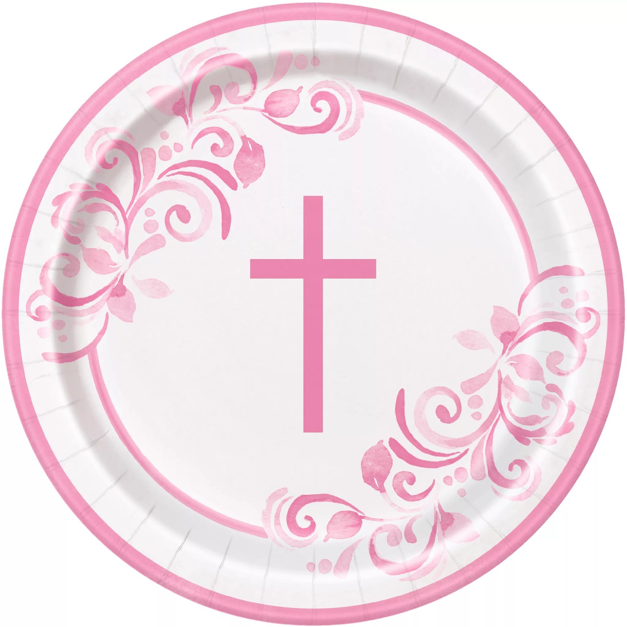 Pink Cross Paper Plates (8-Pack)