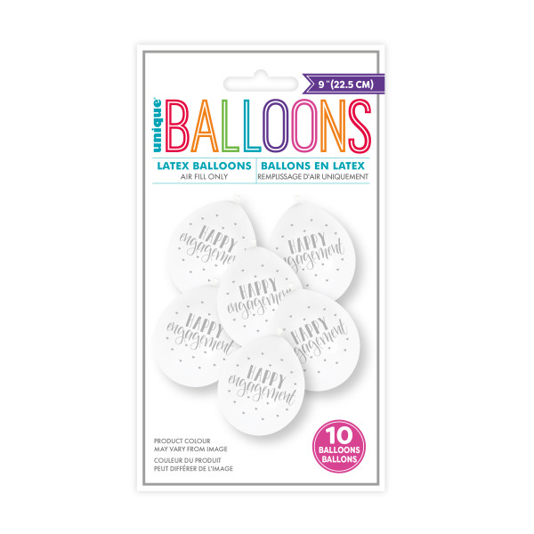 "Happy Engagement" 9 inch Latex Balloons (10 pack)