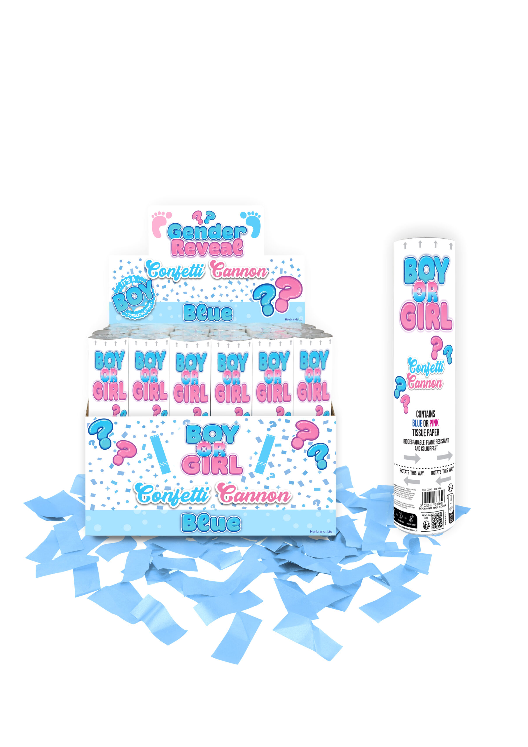 Gender Reveal Confetti Cannon - Blue