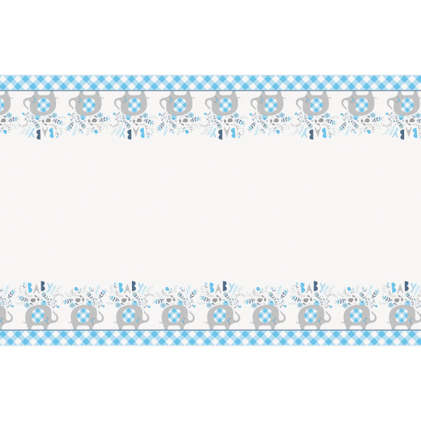 Blue Floral Elephant Plastic Table Cover 54"x84"