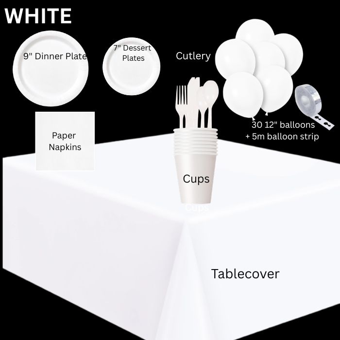 White Party Supplies Sets