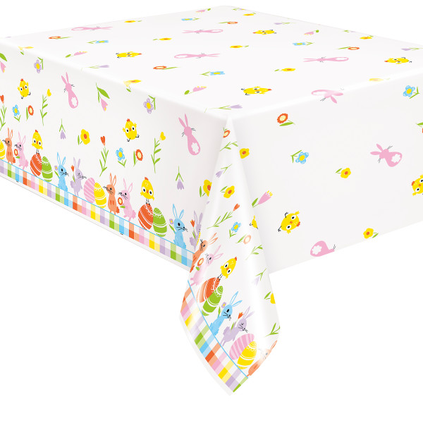 Colorful Gingham Easter Rectangular Plastic Table Cover 54in x 84in