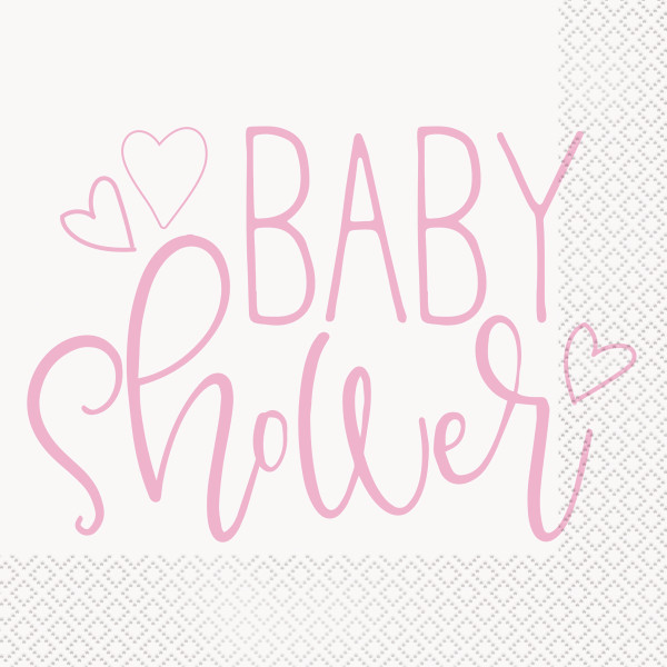 Pink Hearts Baby Shower Luncheon Napkins (16 pack)