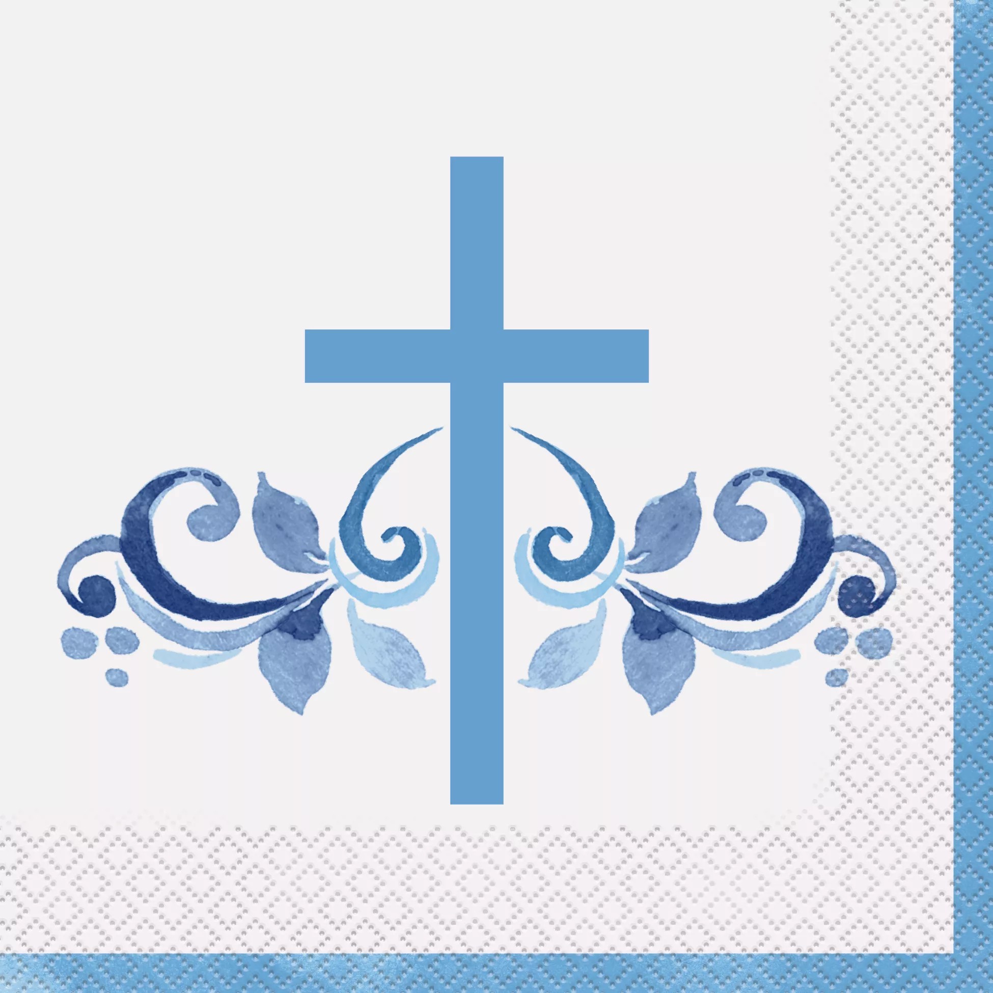 16 Pack Blue Holy Cross Paper Napkins