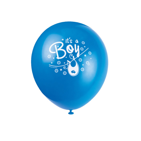 Blue Clothesline Baby Shower 12" Latex Balloons (8 pack)