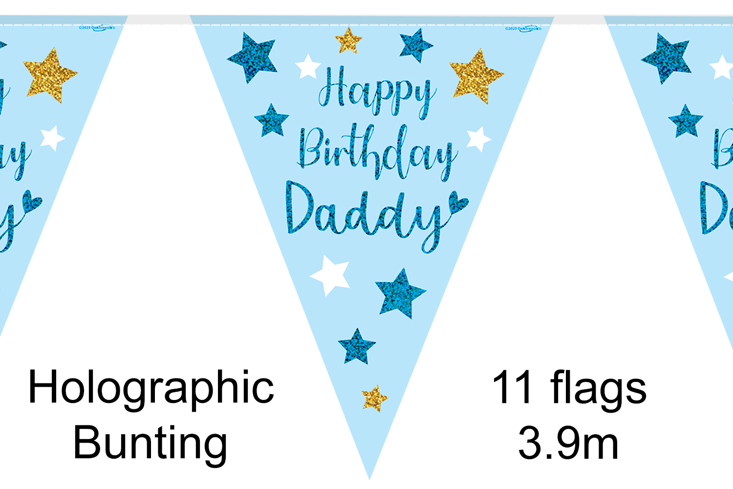 3.9m 'Happy Birthday Daddy' Holographic Party Bunting - 11 flags 