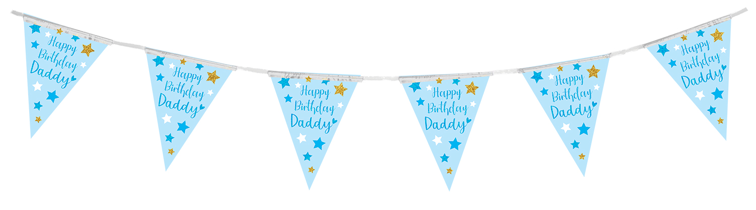 3.9m 'Happy Birthday Daddy' Holographic Party Bunting - 11 flags 
