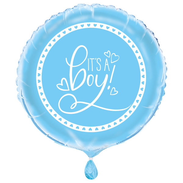 It's a Boy! Blue Hearts Baby Shower Round Foil Balloon 18"