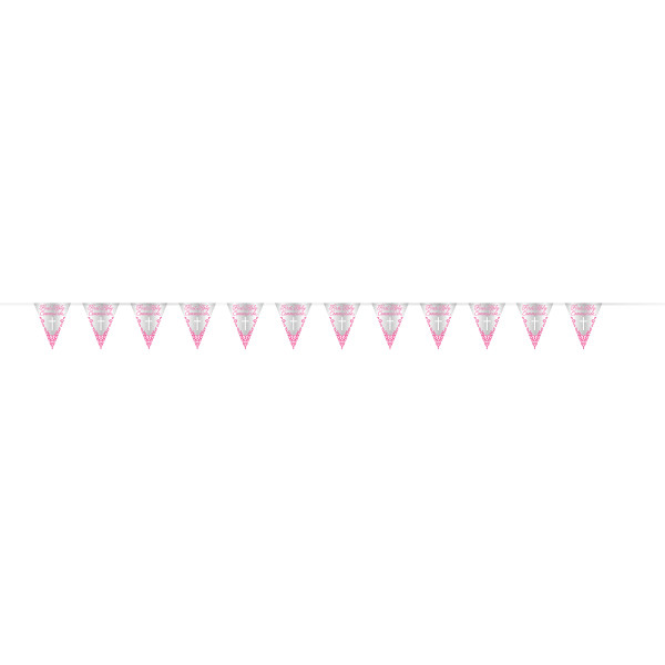 Fancy Pink Holy Cross First Holy Communion Foil Banner 9 ft - Long Fold